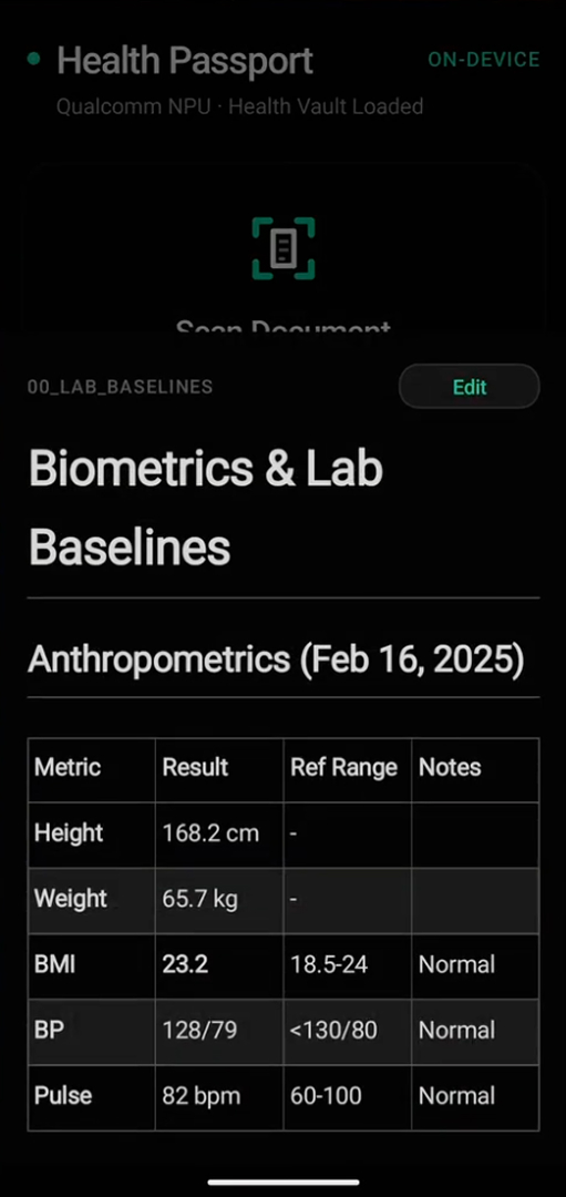 Health Passport — OCR scan flow