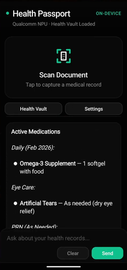 Health Passport — active medications list